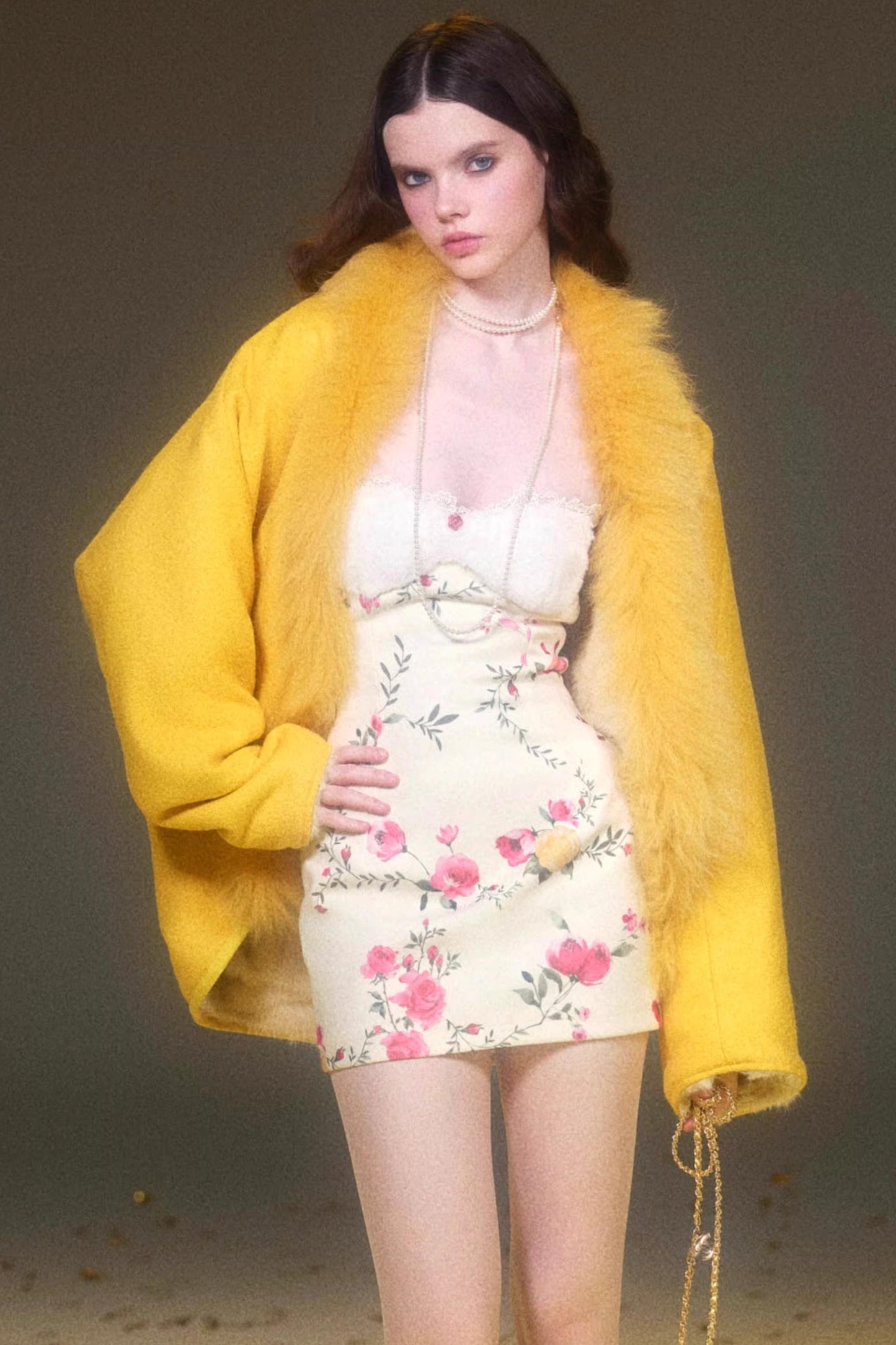 프린트 울 튜브 원피스 세트