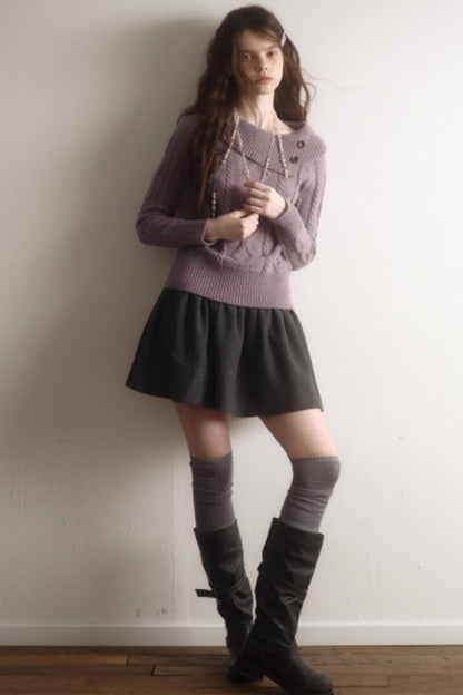 Artist Original Wool Off-Shoulder Sweater