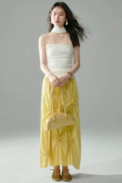 Marigold Pleated Flower Dress
