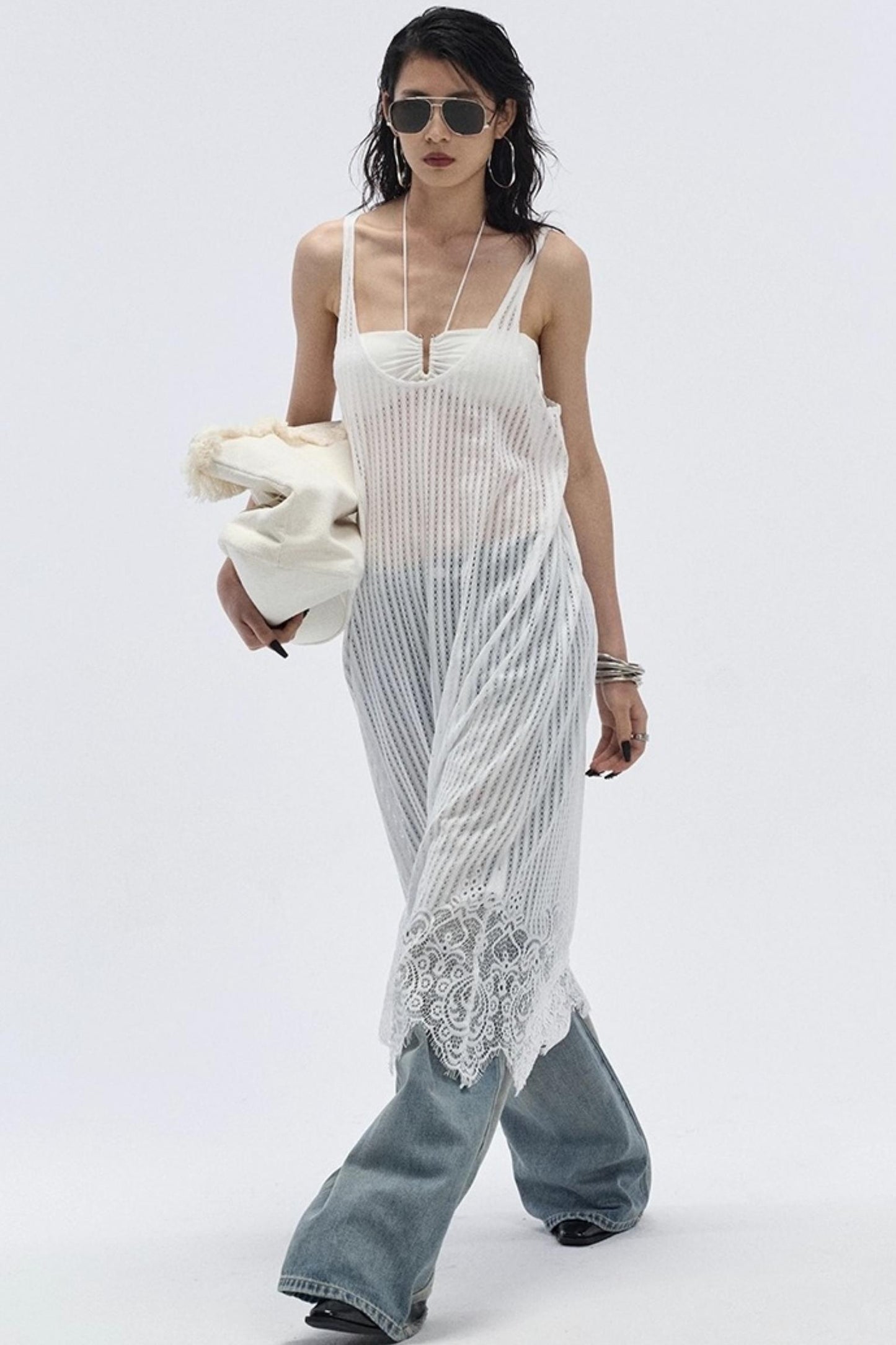 Lace Hem Layered Dress