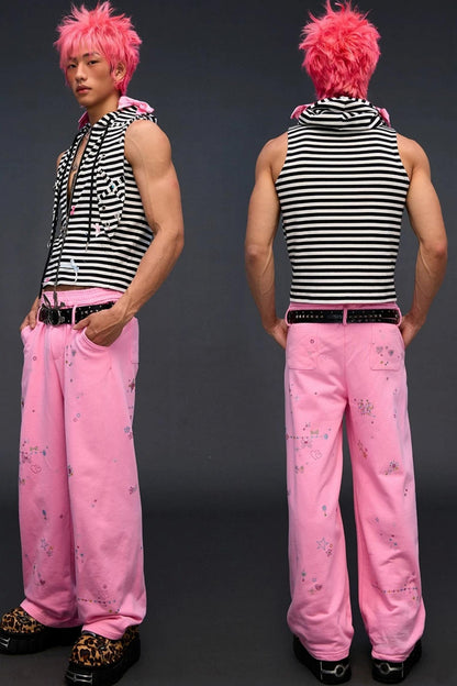 Rhinestone Bowknot Striped Vest