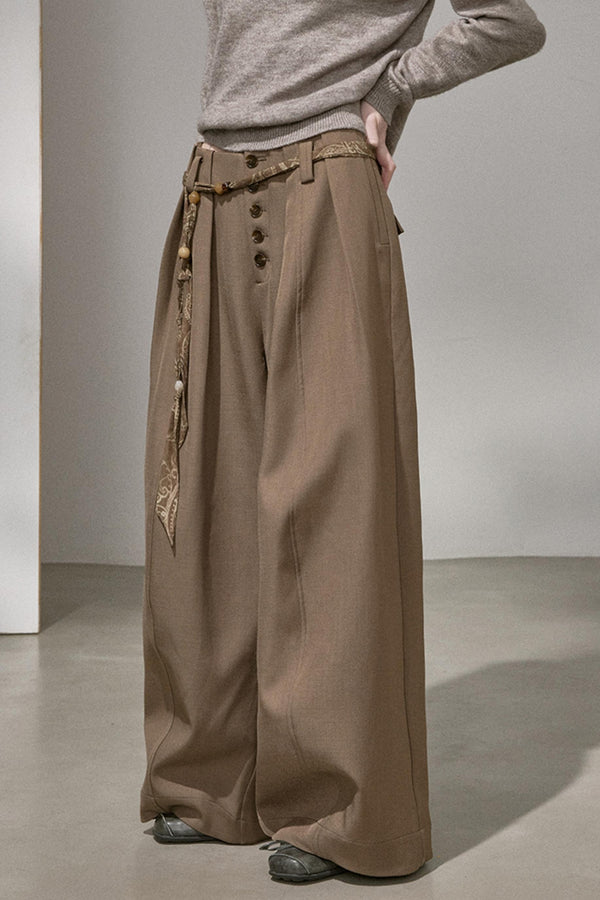 Button Pleated Cargo Pants