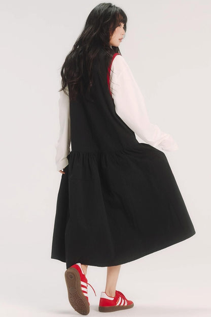 Contrast Patch Embroidery Sleeveless Dress