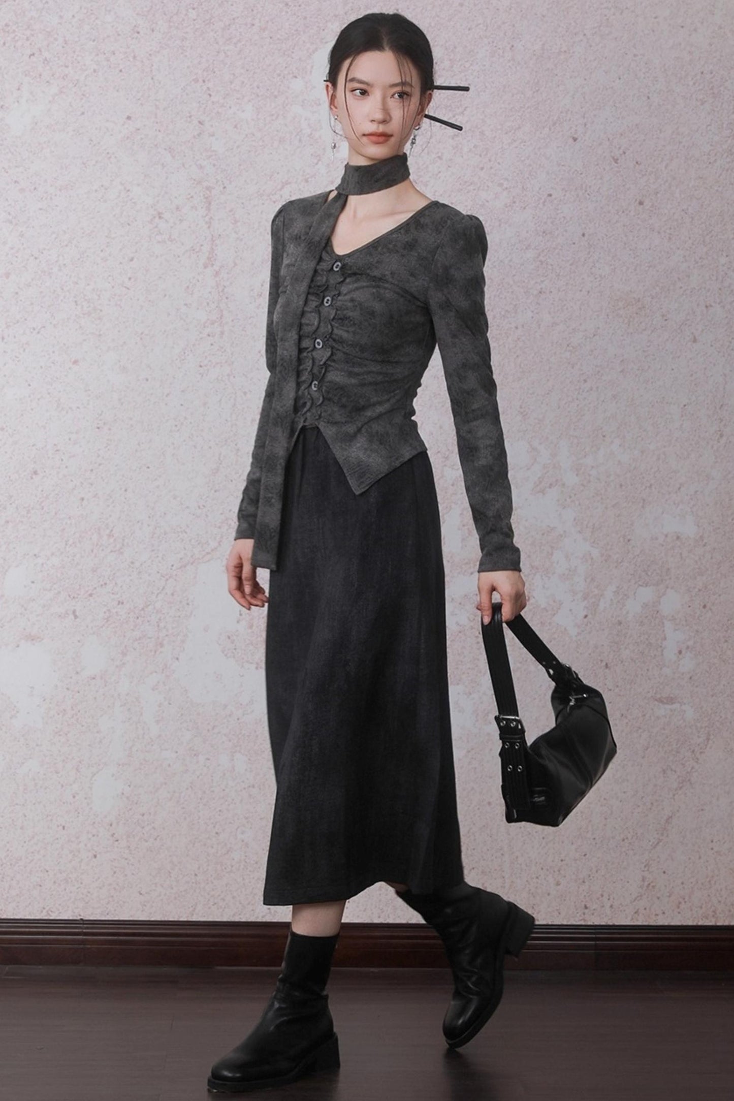 Rock Black Tie-dye Skirt