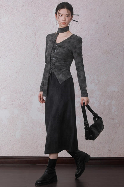 Rock Black Tie-dye Skirt