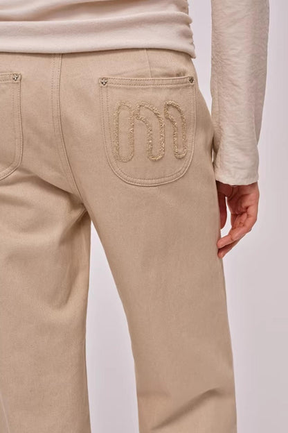Custom-Dyed Pink Apricot Denim Pants