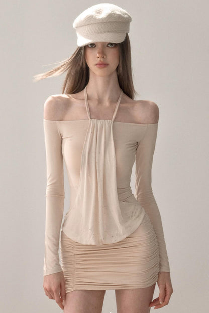 Elastic Off-Shoulder Bodycon Dress
