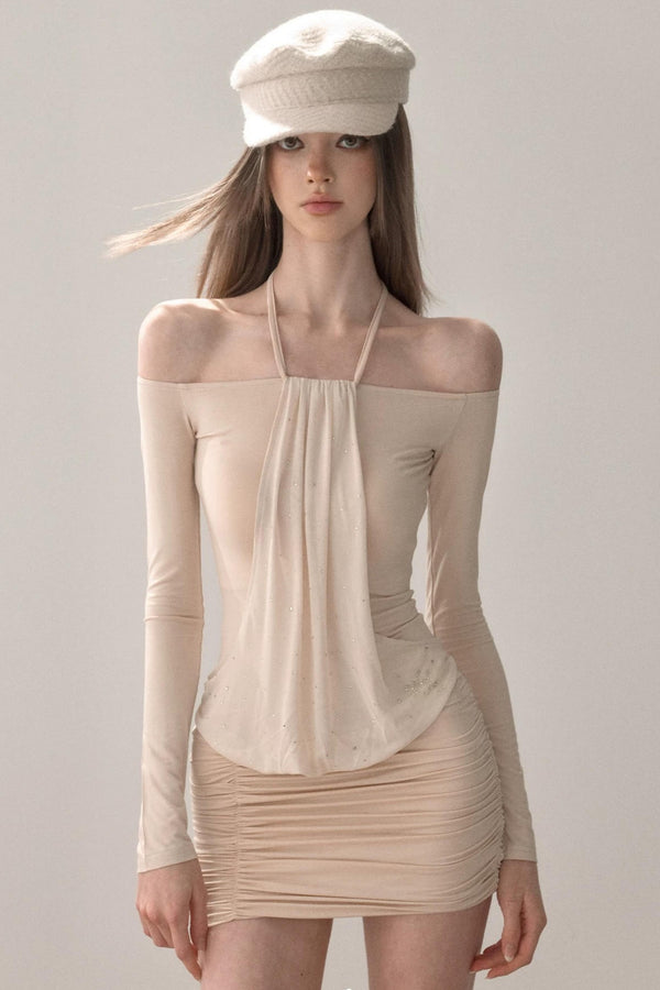 Elastic Off-Shoulder Bodycon Dress