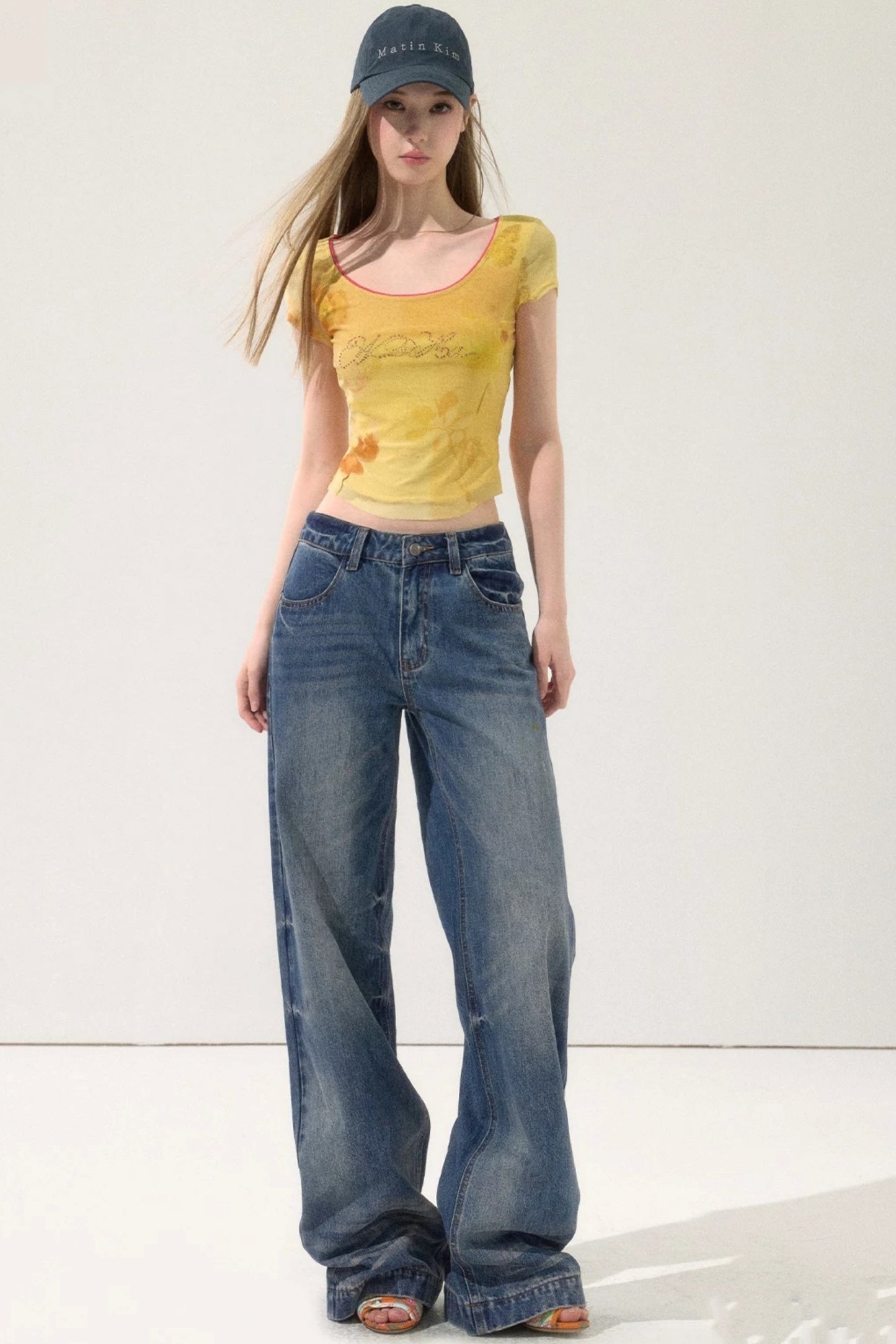Retro Color-Block Embroidered Jeans