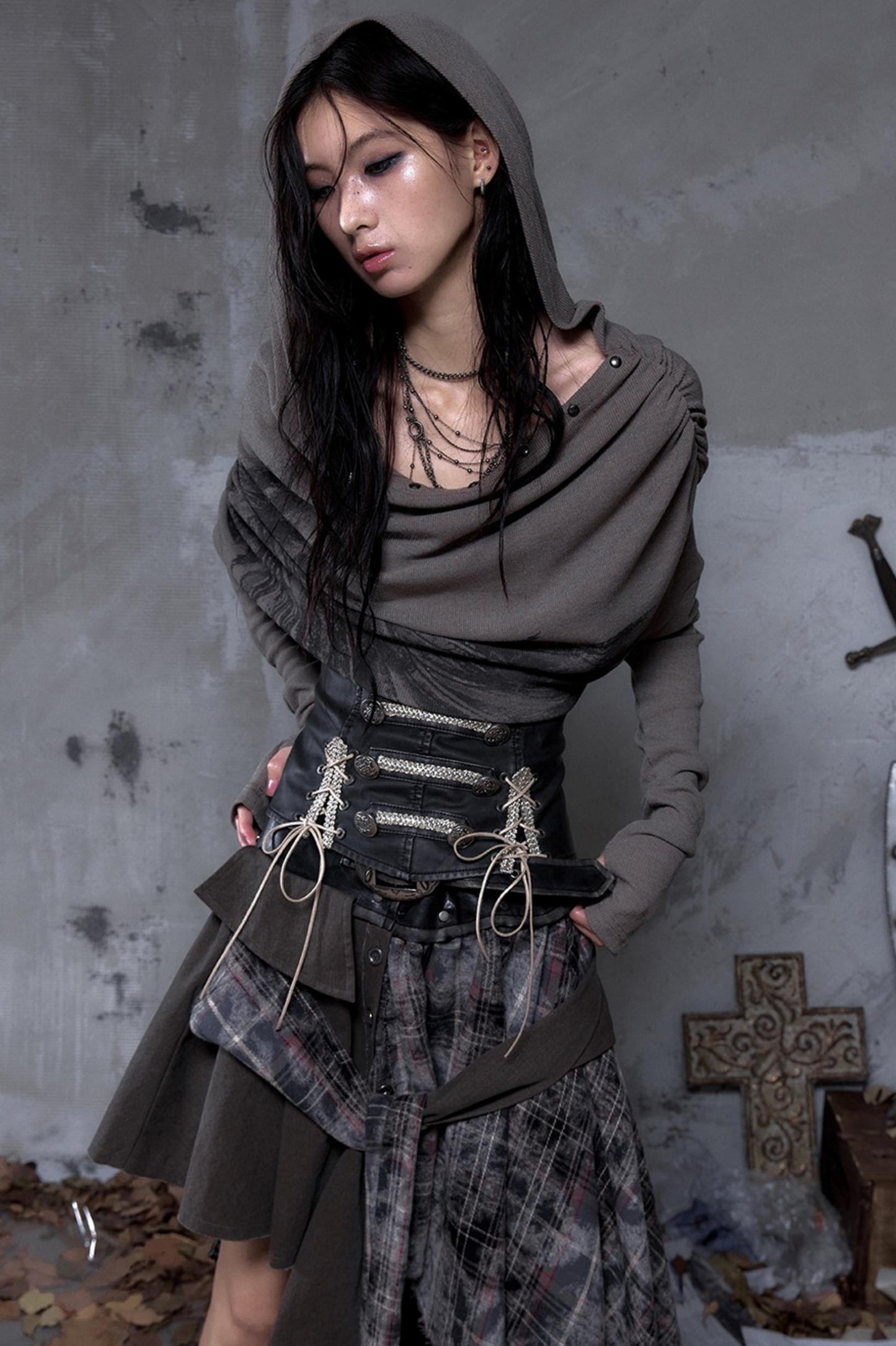 Wasteland Swing Collar Knitted Tops