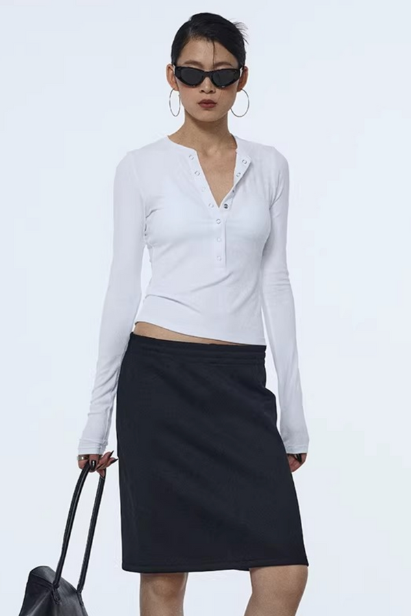 Henry Collar Knit Blouse