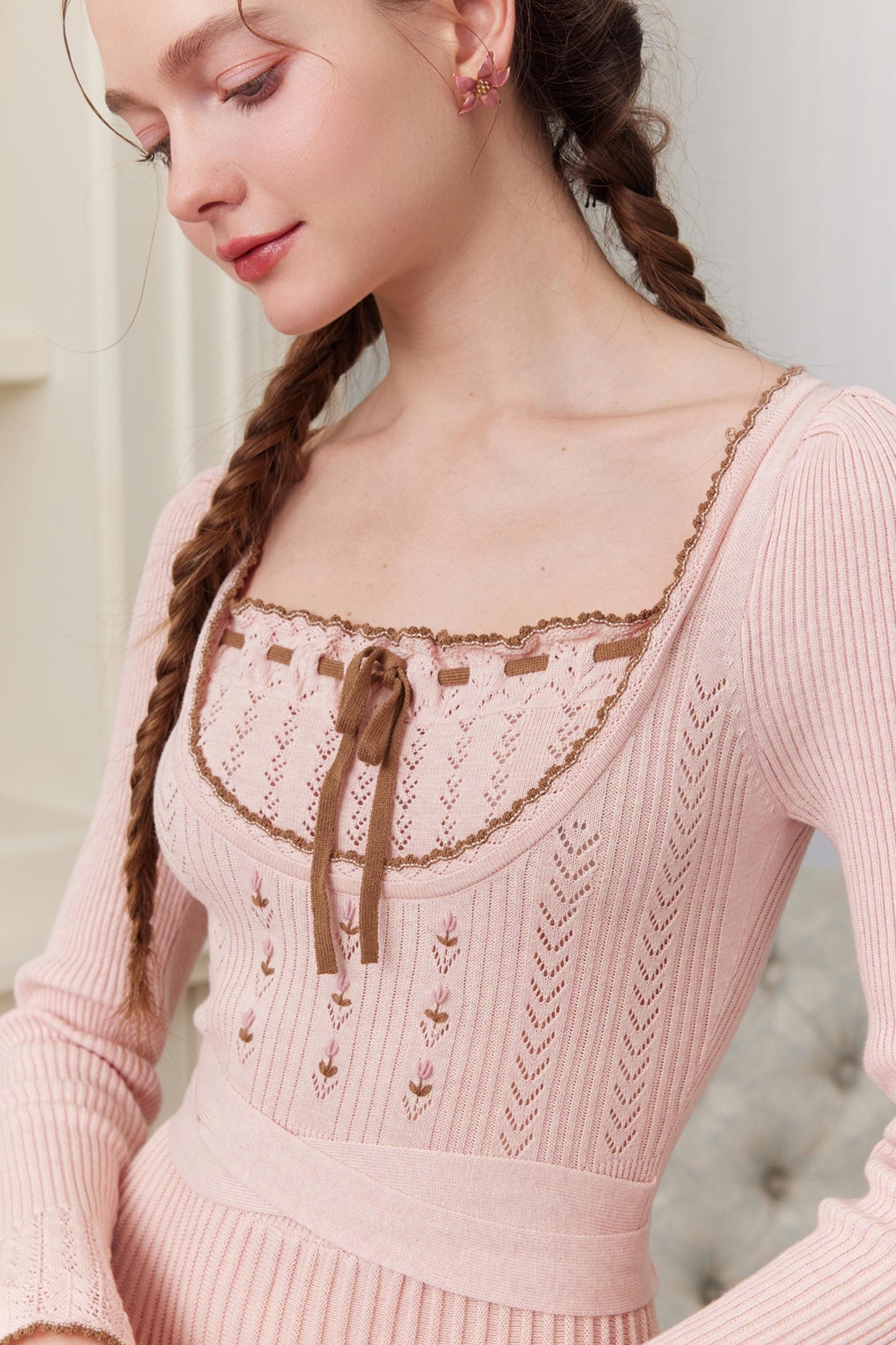 Trio French Heavy Knit Slim Long Dress