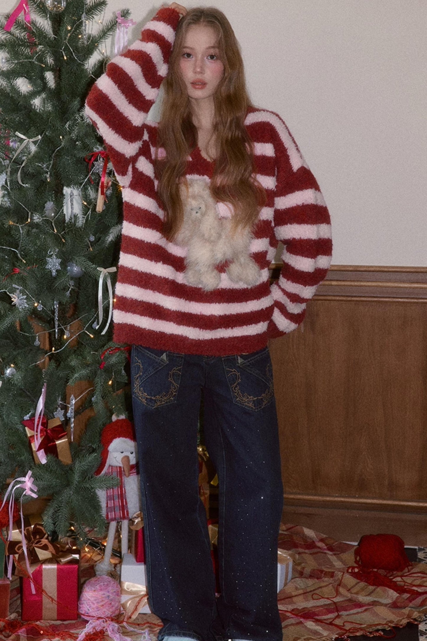 Sweet Striped V-Neck Sweater