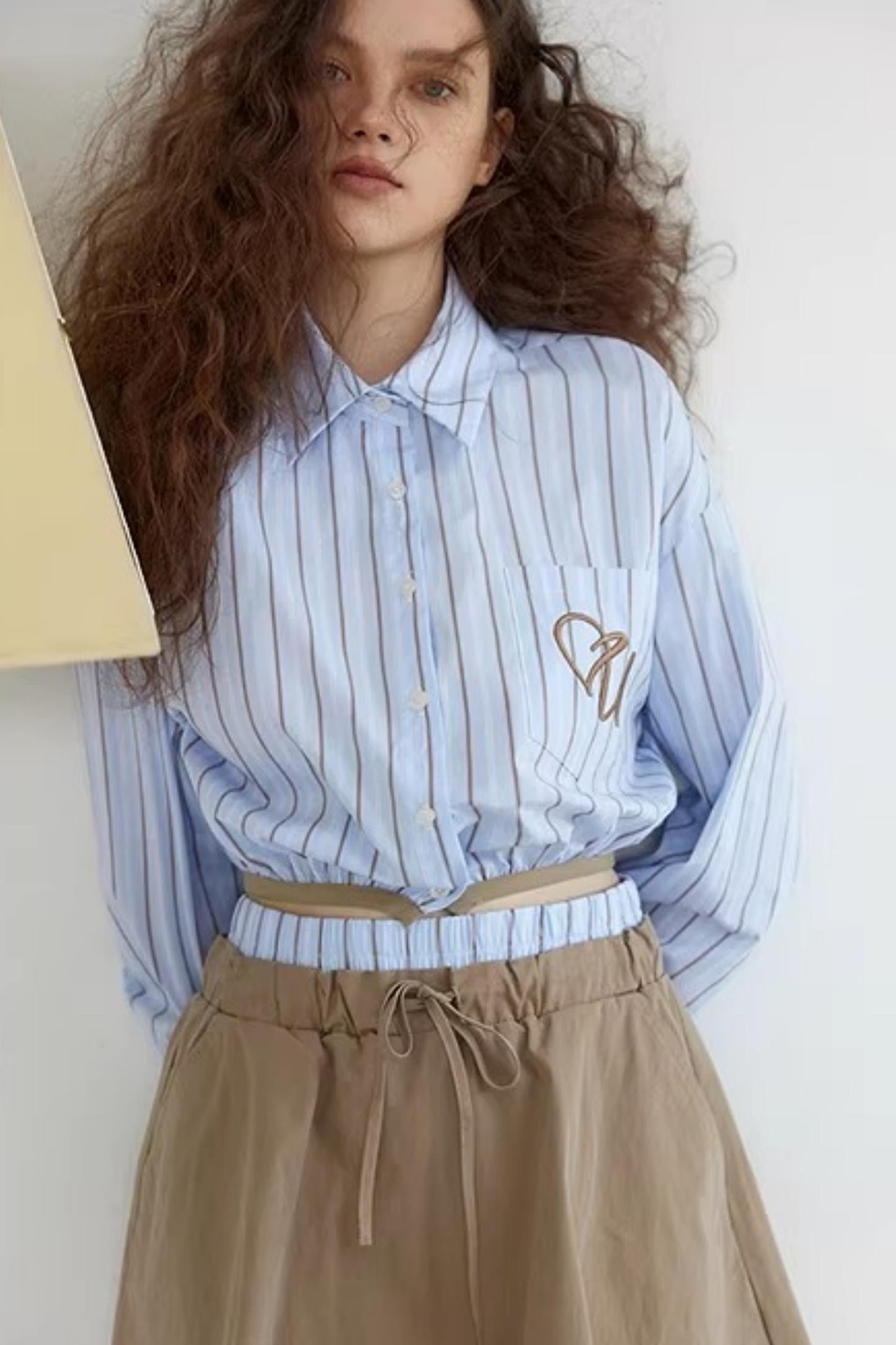 Blue Striped Heart Shirt Set-Up
