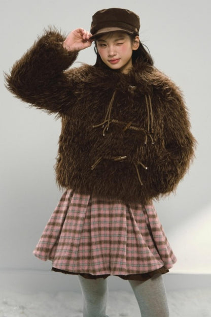 Pink and Brown Plaid Dress Set-Up