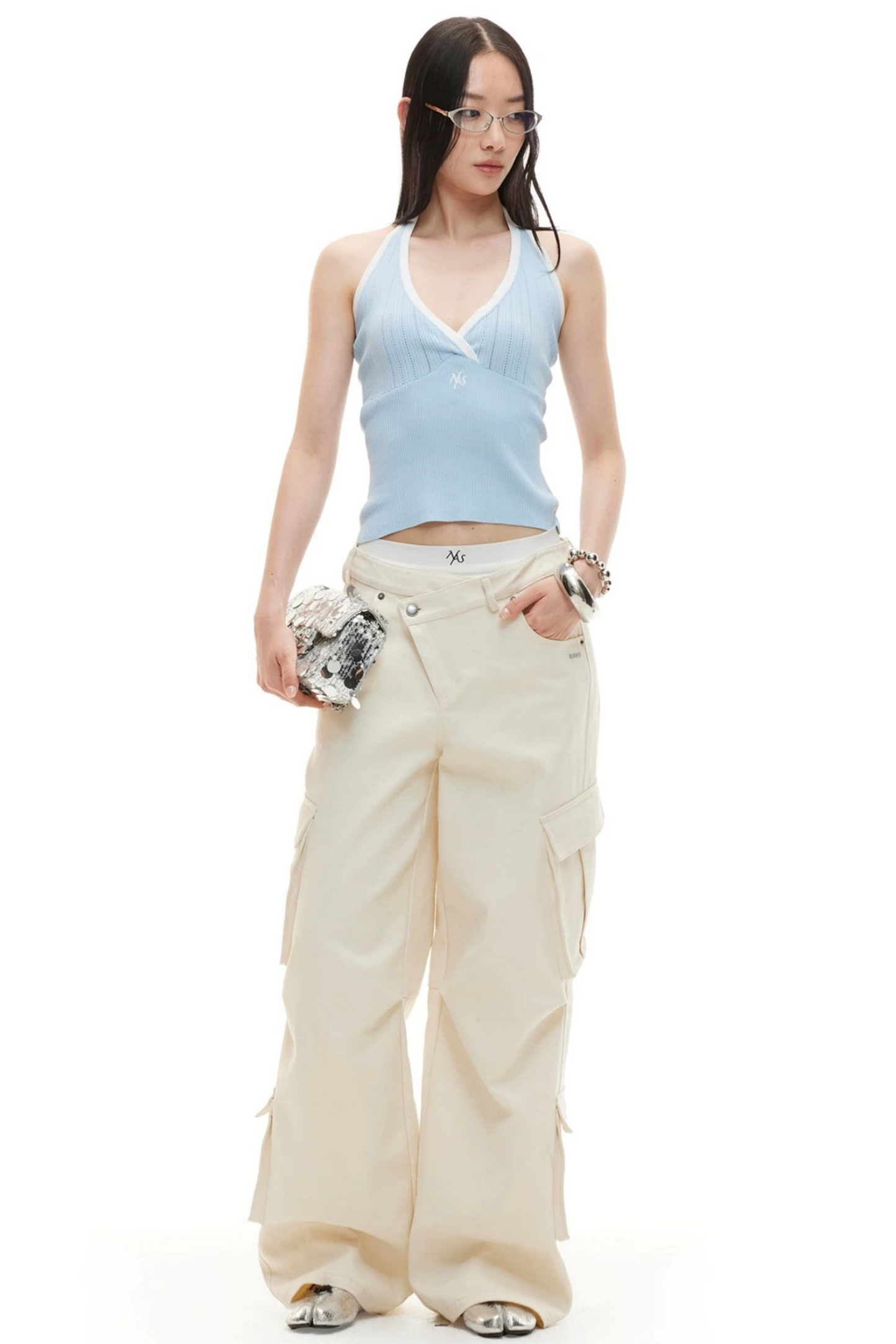 Interwoven Pleated Ribbed Vest