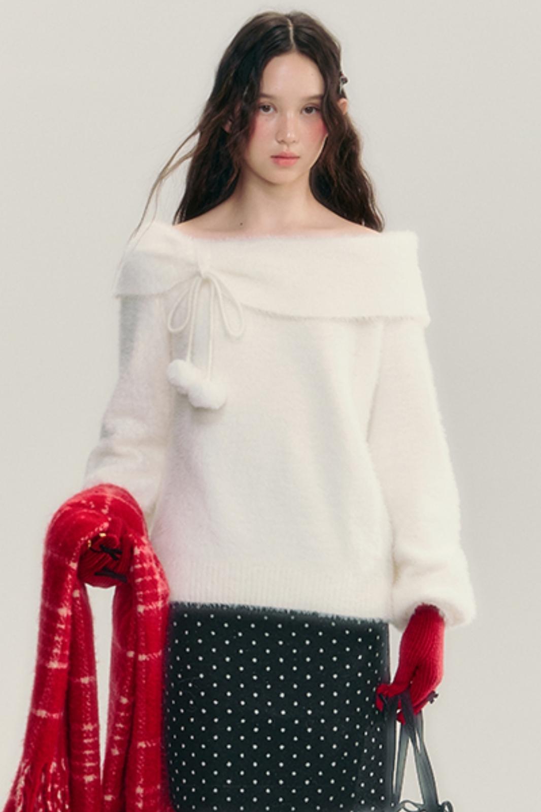 French Soft Knit Bow Sweater