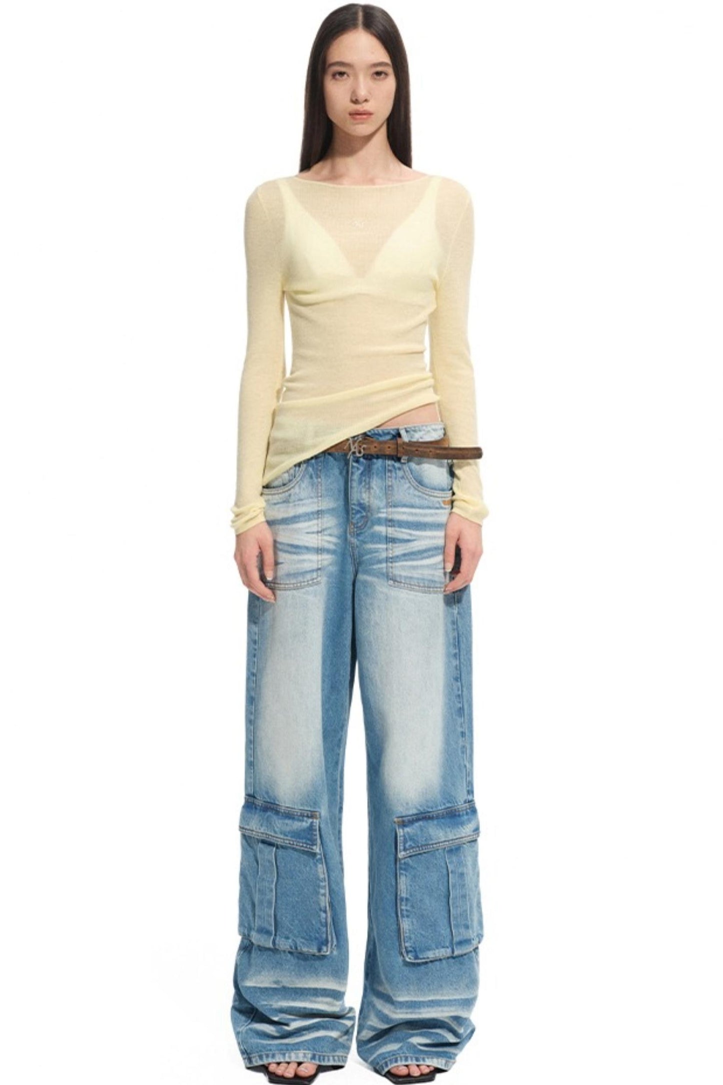 High Neck Long Sleeve Knit Wool Top