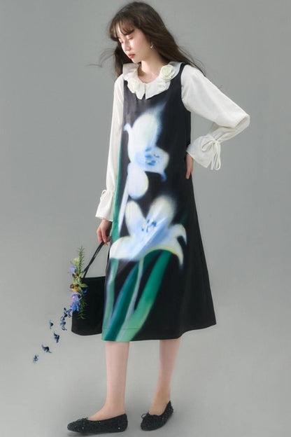 Rose Ruffled Long-Sleeved Shirt