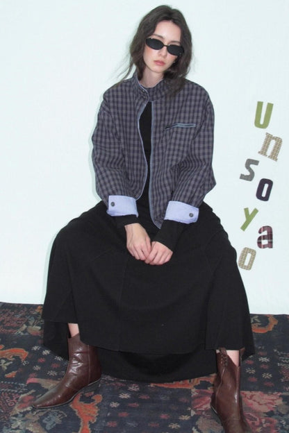 Slanted Shoulder Knit Top Skirt Set-Up