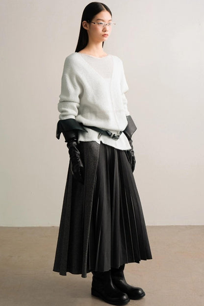 Translucent Knit V-Neck Top