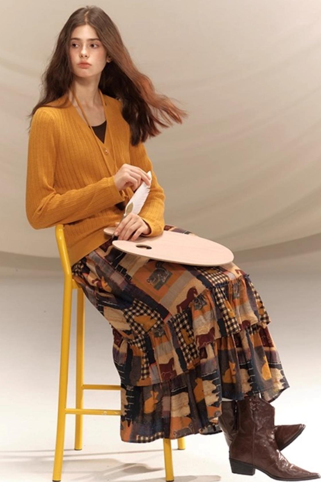 Vintage Pine Cone Sweater Skirt Set-Up