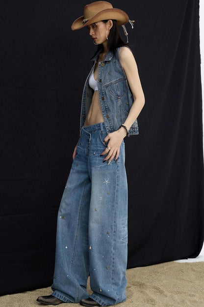 Ocean Blue Denim Vest