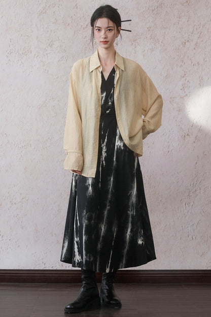 Sun-Protective Yellow Striped Shirt