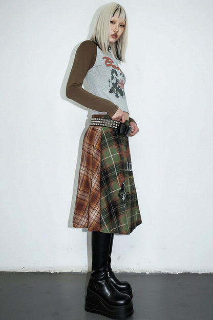 Punk Plaid Layered Skirt