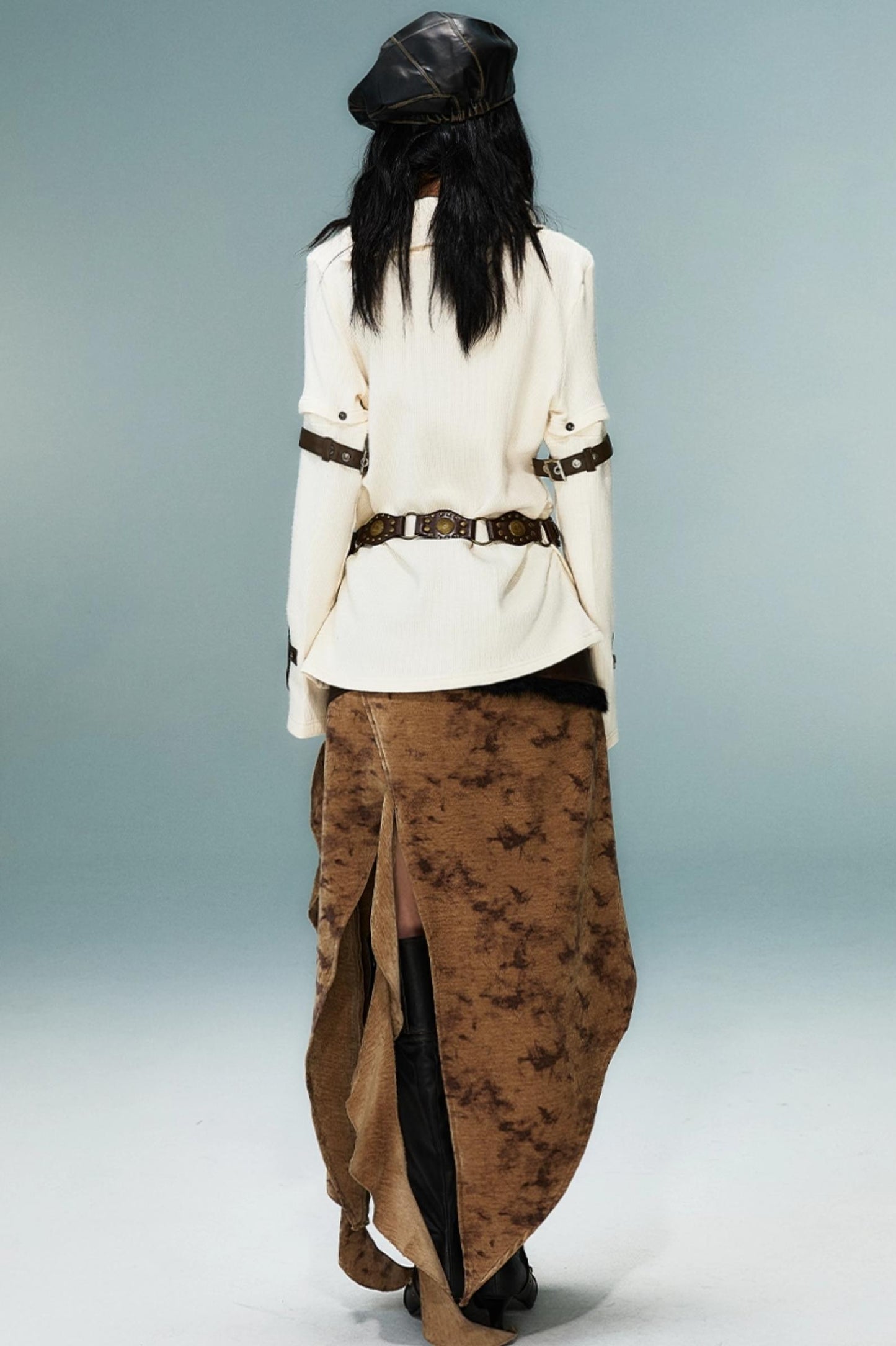 Vintage Detachable Sleeve Cross Knit Top
