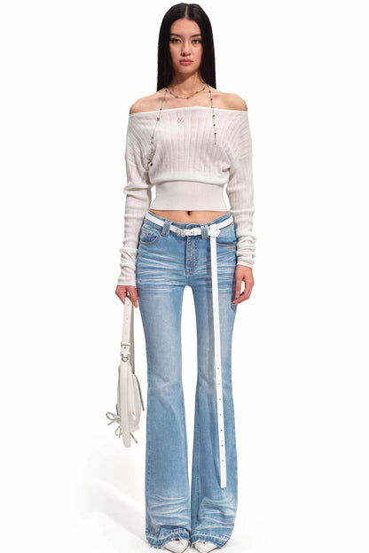 Merinowolle One-Shoulder Strickoberteil