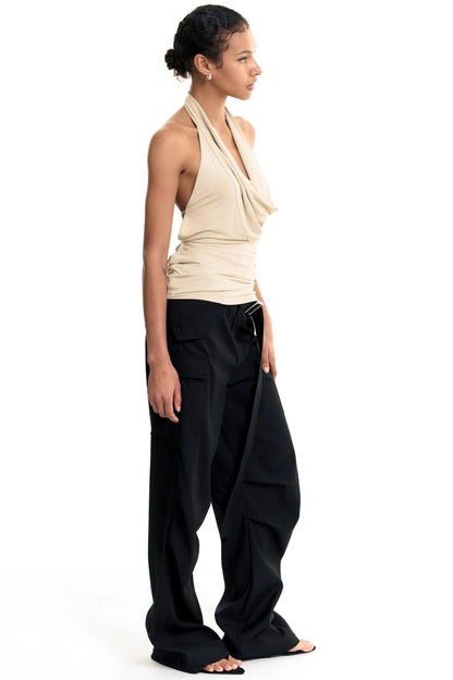 Chain-Tie Halterneck Swing-Neck Camisole Top