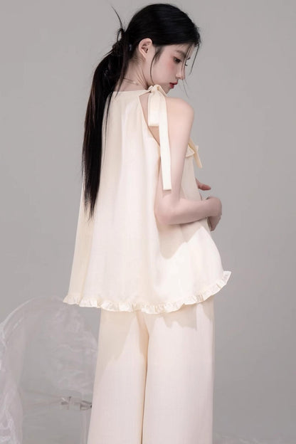 Chill Apricot Ruffle Pants Set-Up