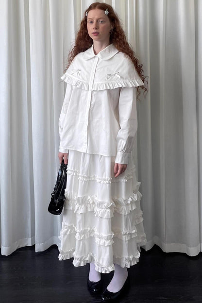 Navy Lace Doll Collar Shirt