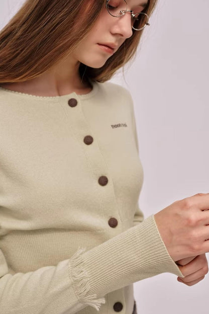 Embroidered Merino Wool Cardigan Top