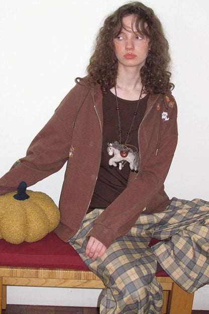 British Plaid Loose Trousers