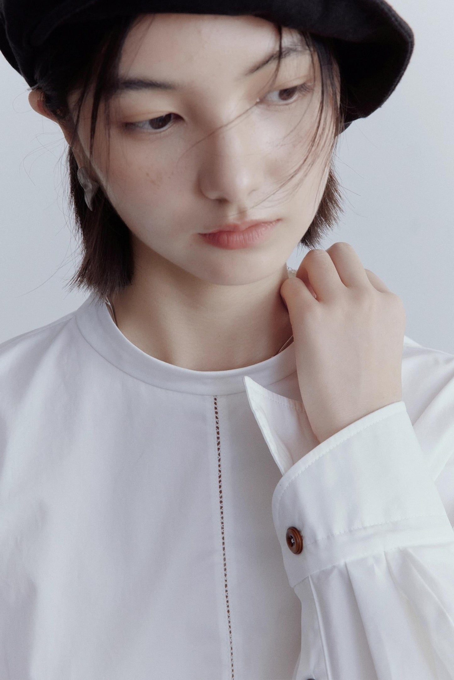 Silhouette Sleeves Cotton Shirt