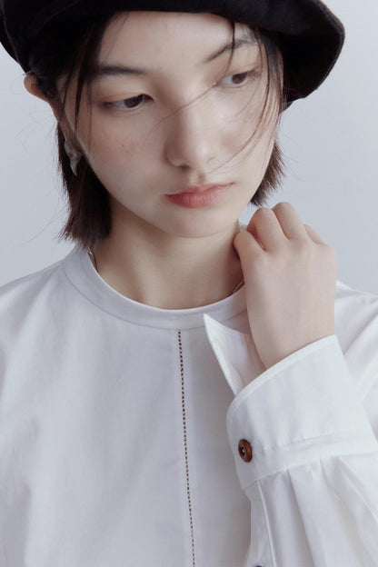 Silhouette Sleeves Cotton Shirt