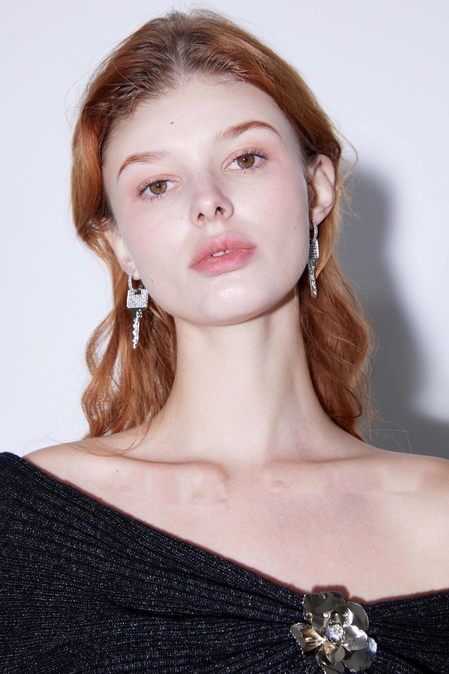 Luxury Gold Designer Key Earrings