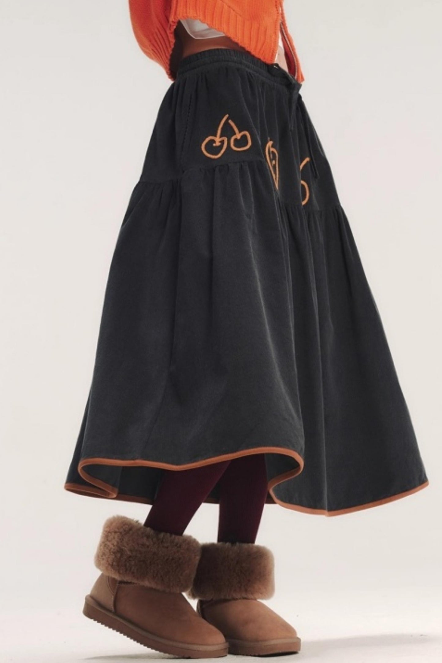 Hand-Painted Corduroy Skirt