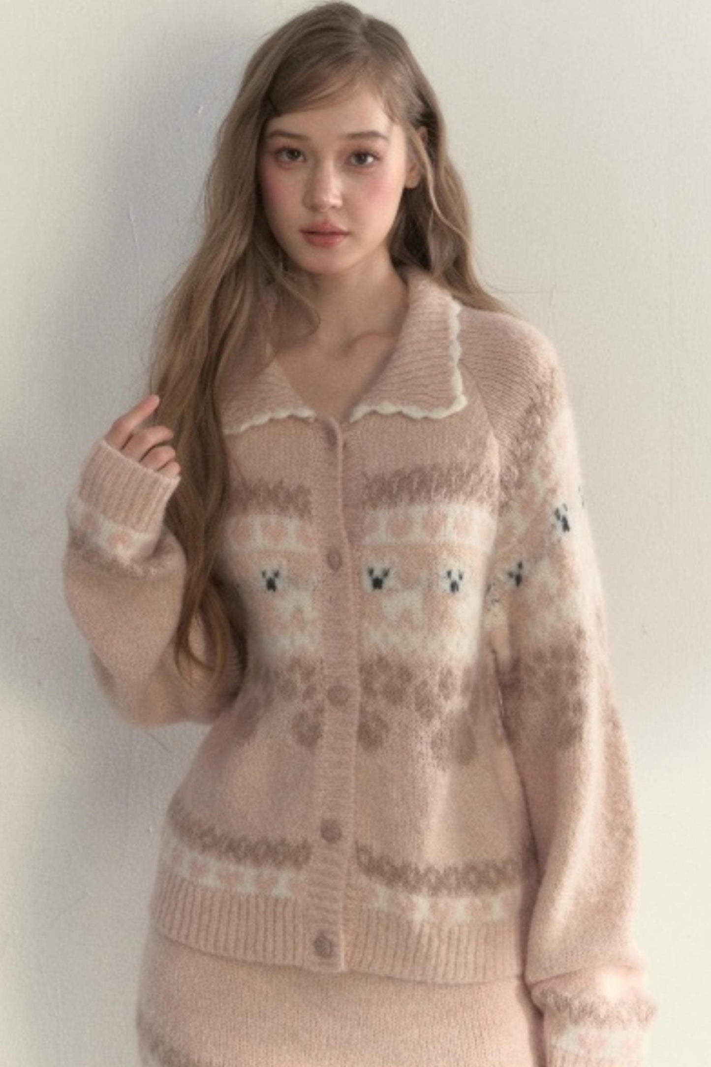 Vintage Preppy Style Knit Sweater Set-up