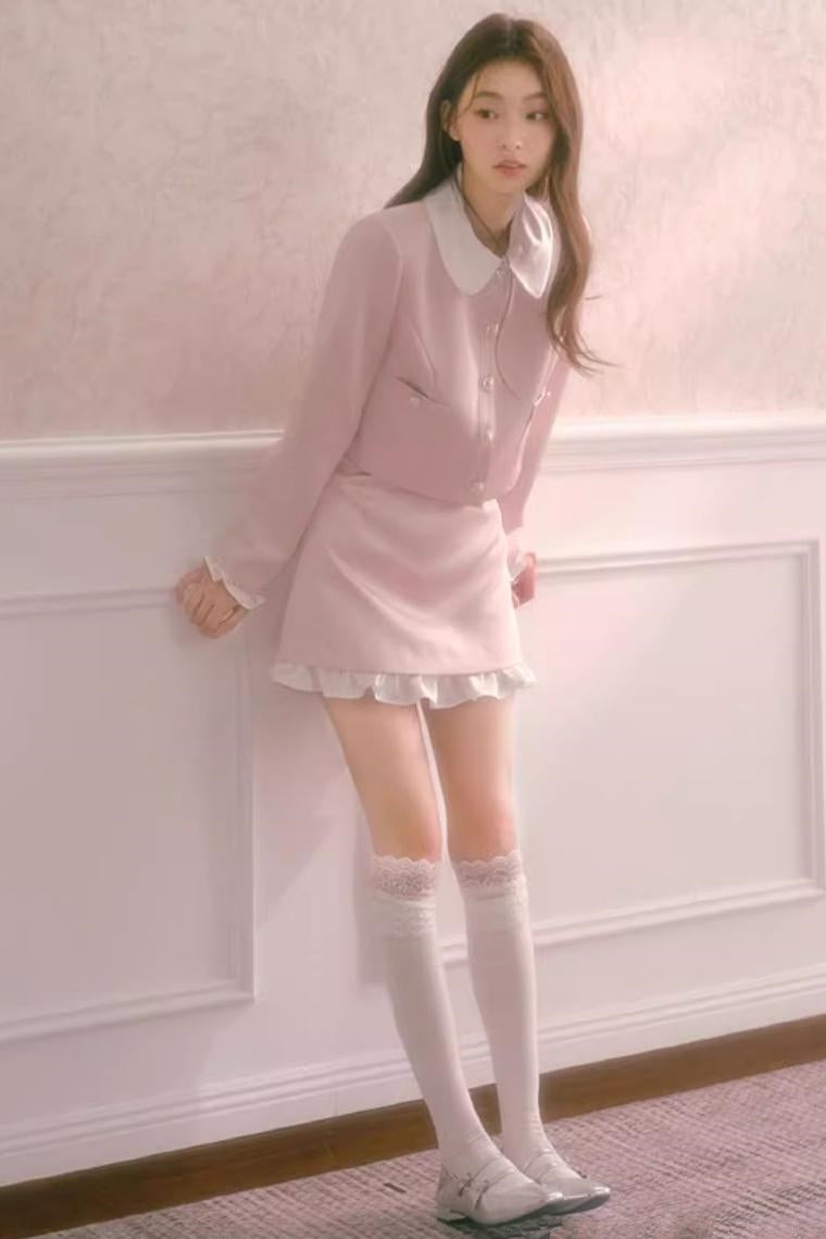 Autumn Collar Short Suit Skirt Set-Up