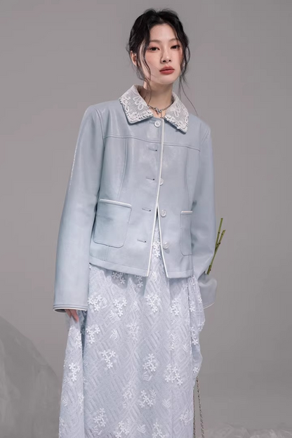 Embroidered Ice Lake Blue Dress