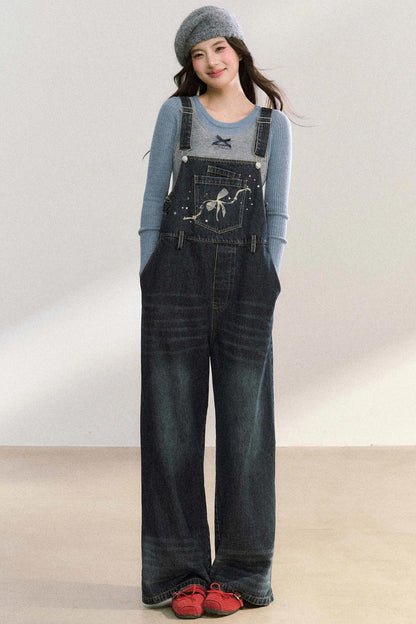 Vintage Washed Bib Jumpsuit Pants