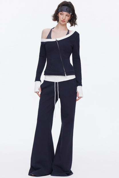 Color-Blocked Flared Sweatpants