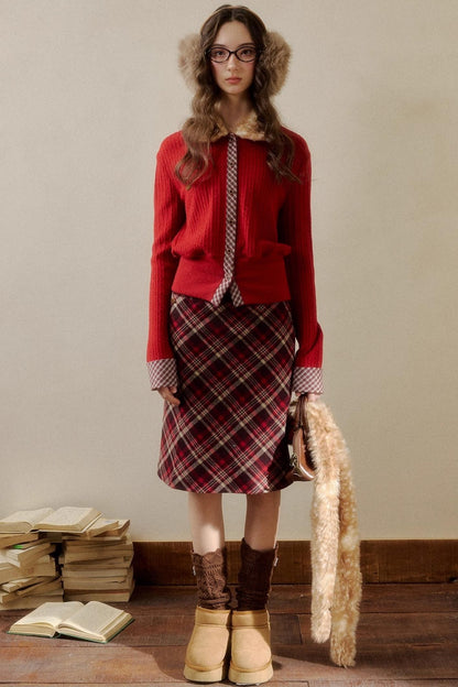 Retro Reindeer Plaid Sweater