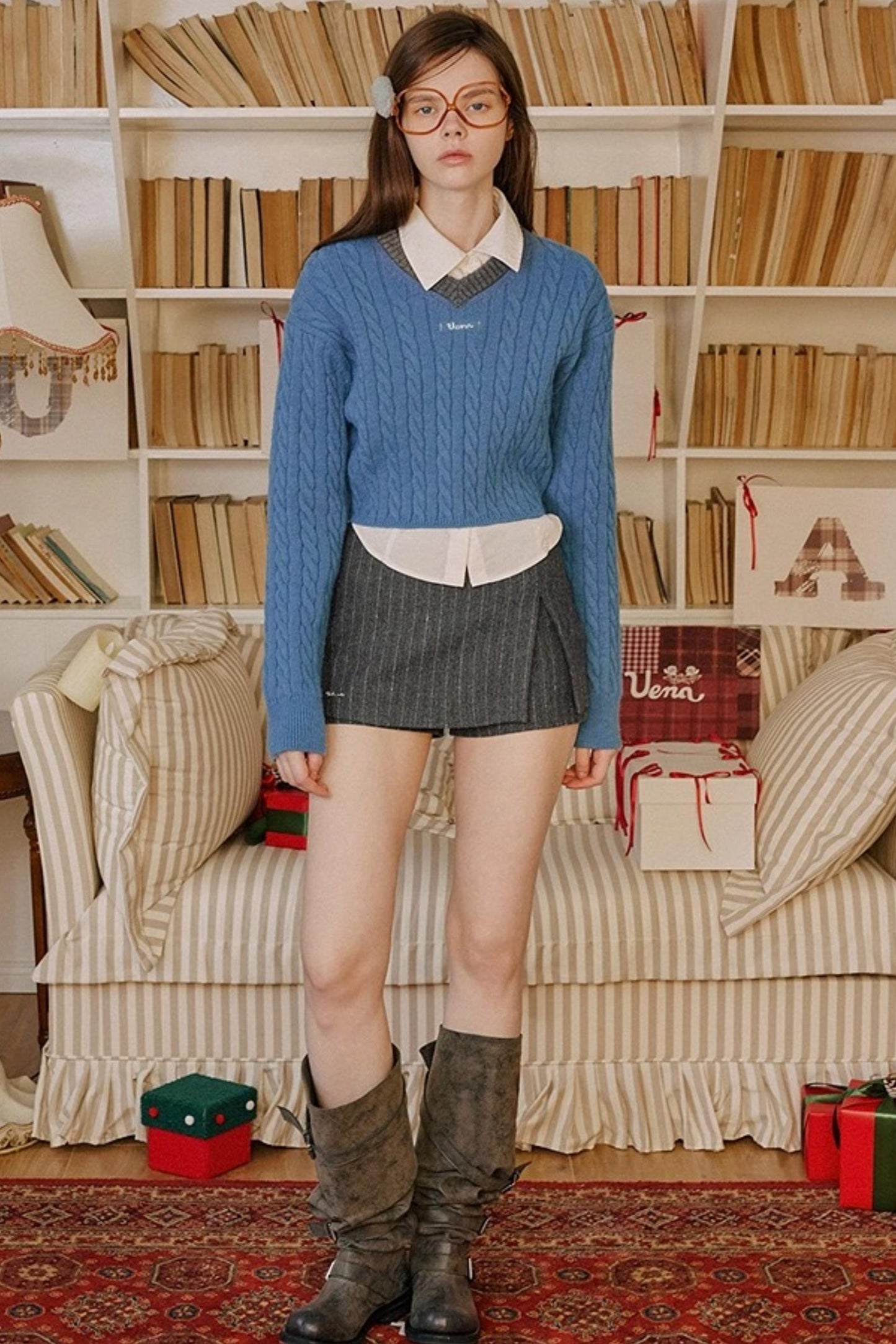 Retro Color-Blocked Knit Sweater