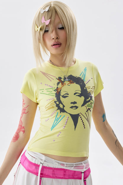 Rhinestone Patchwork T-Shirt