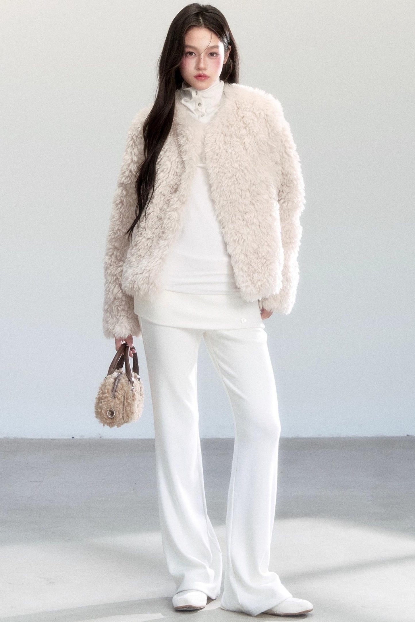 Luxury Shirt Collar Fur Jacket