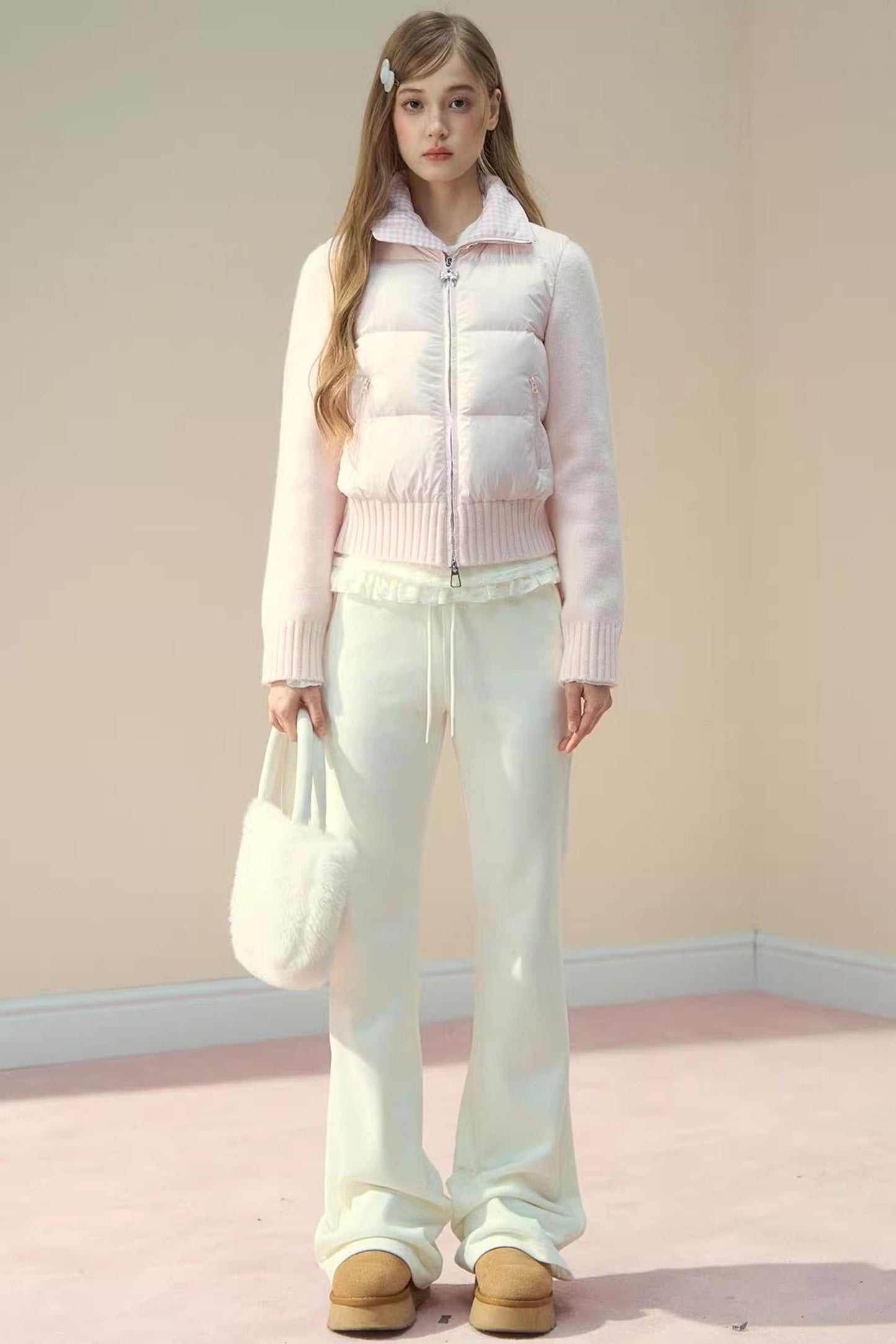 Pink Cloud Knitted Patchwork Jacket